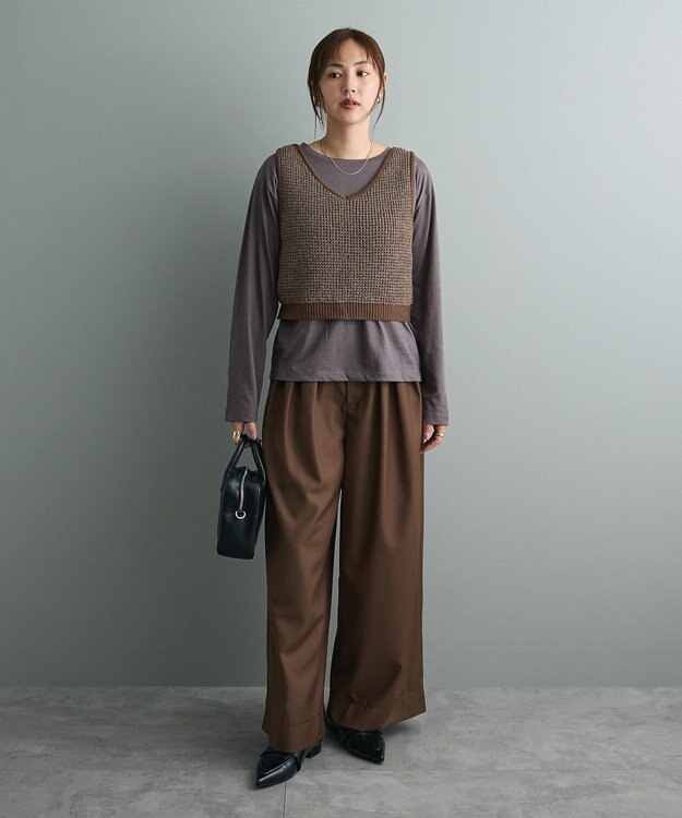 CRAFT STANDARD BOUTIQUE ワッフル編みニットベスト Brown