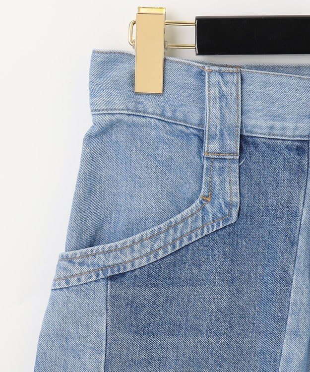 GRACE CONTINENTAL 切替ワイドデニムパンツ サックス