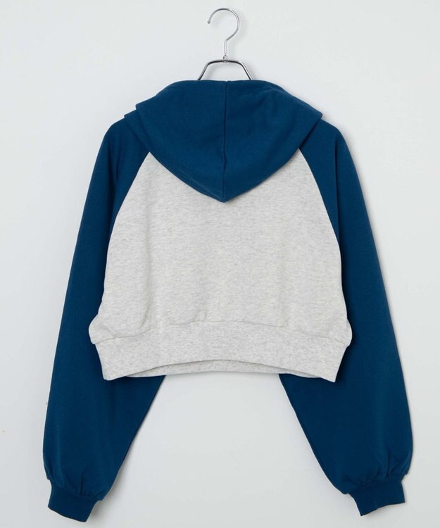 WEGO ラグランショートパーカー ブルー