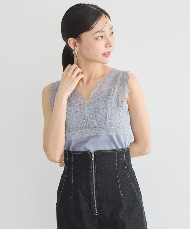 earth music&ecology ２ＷＡＹレースタンクトップ Grayish Blue