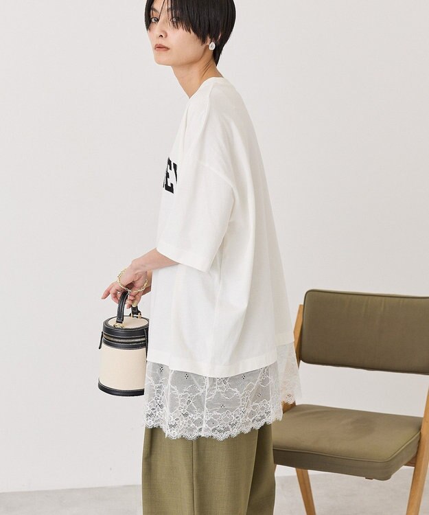 AMERICAN HOLIC カレッジロゴレースドッキングＴシャツ Off White