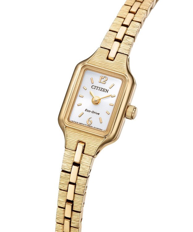 CITIZEN 【アンティークな雰囲気】小ぶりなスクエアケース 電池交換不要 ピンクゴールド ピンクゴールド