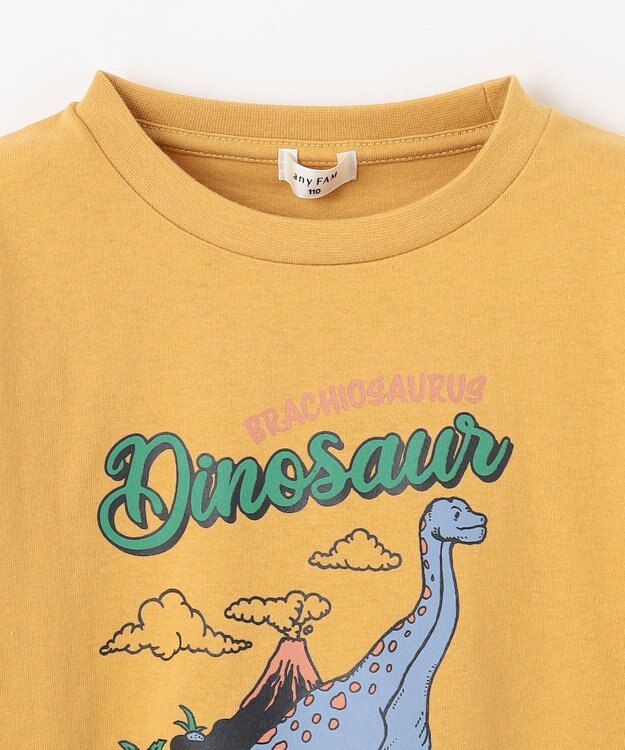 ANY KIDS 恐竜プリント 長袖Tシャツ マスタード（ブラキオサウルス）