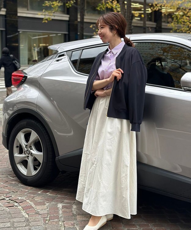 UNFILO 【洗える】撥水ナイロンタフタ ロングスカート オフ