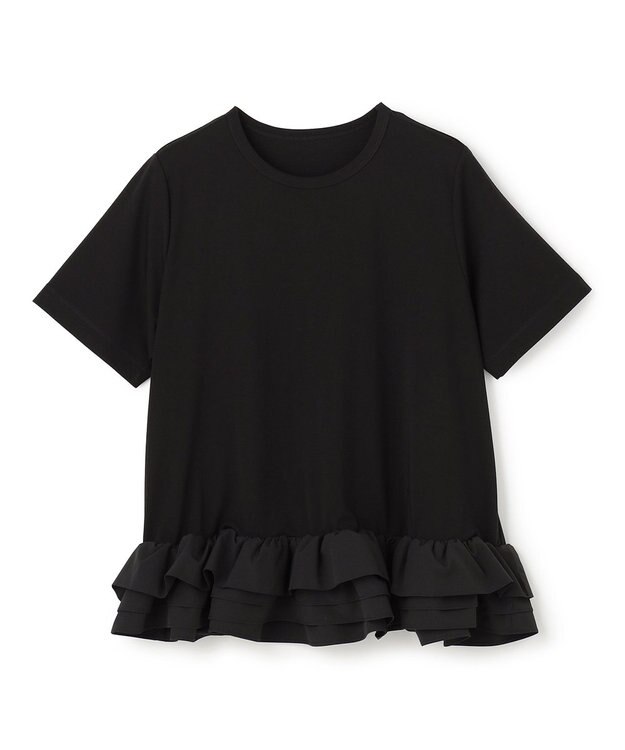 UNFILO BEAUTY FORM-T フリルヘム Tシャツ ブラック