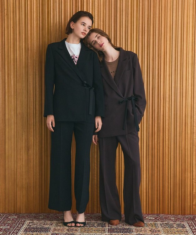 GRACE CONTINENTAL ダブルクロスストレートパンツ ブラック