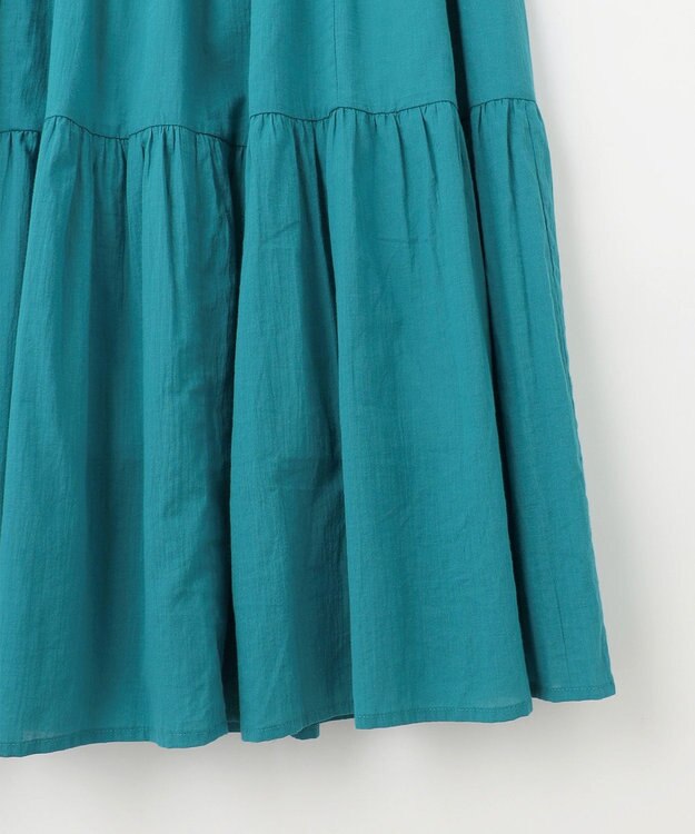 Feroux 【洗える】コットンボイルティアード スカート グリーン系
