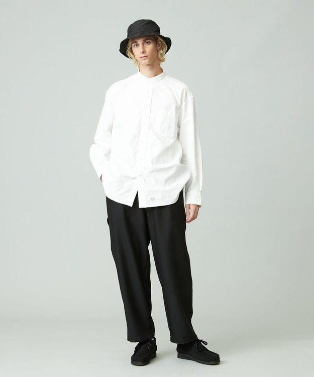 J.PRESS YORK STREET 【UNISEX】オックス起毛 バンドカラーシャツ ホワイト系