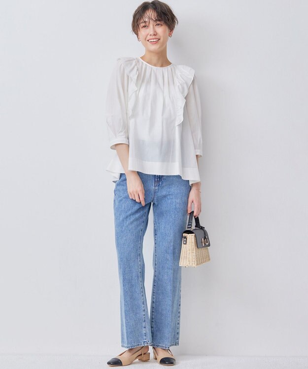 組曲 【WEB限定】ナチュラルローン ペプラムブラウス アイボリー系