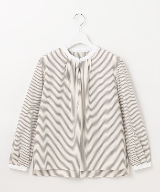 J.PRESS LADIES L ストライプジャージー カットソー ベージュ系1