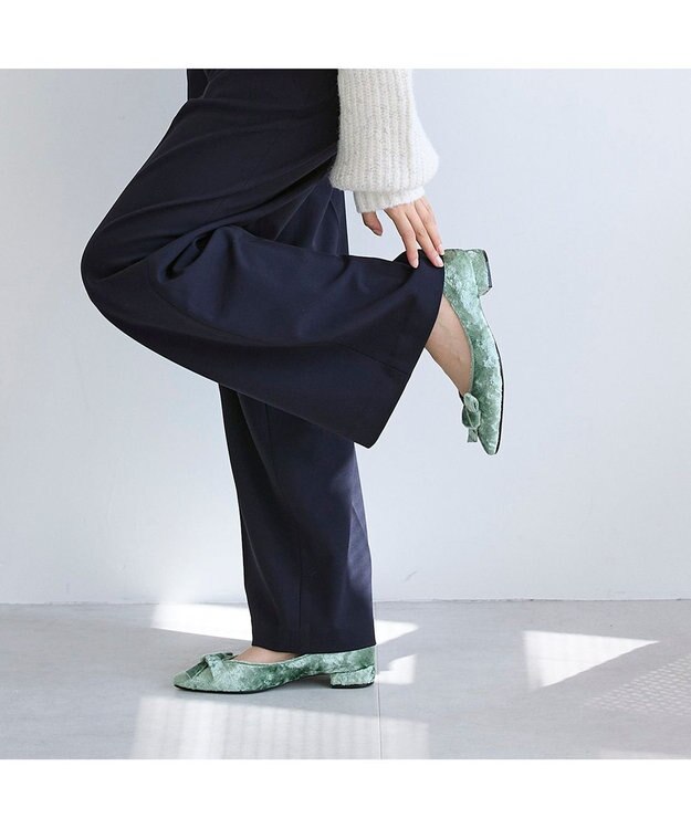 MODE ET JACOMO <carino>ベルベットリボンパンプス グリーン