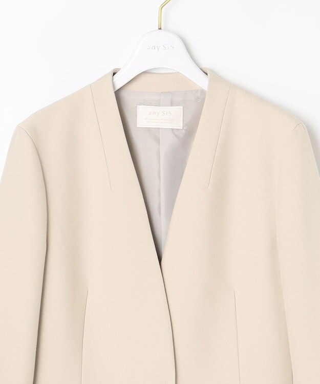 ANY SIS 【洗える】褒めらレディノーカラー ジャケット ライトベージュ