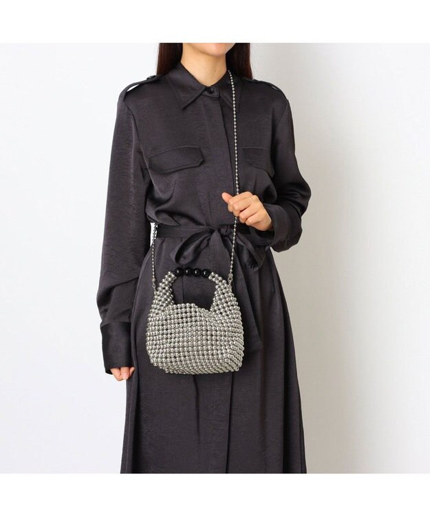 UNBILLION カシュカシュ cachecache / シルバービーズ手提げバッグ ブラック