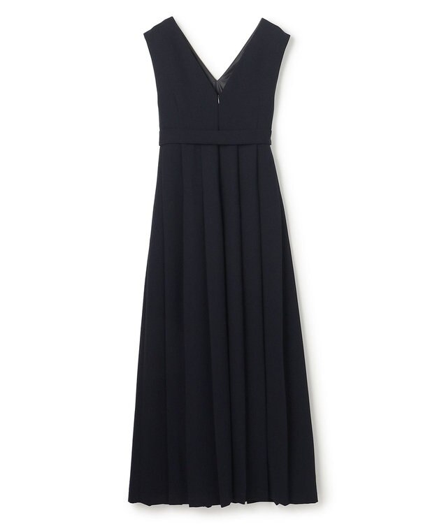 uncrave ウォッシャブルダブルクロス プリーツオールインワン ネイビー