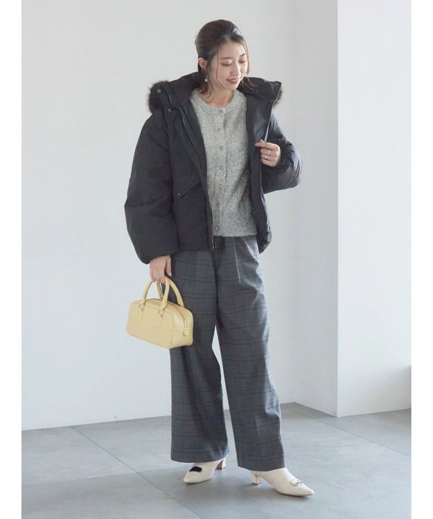 Te chichi ラメシャギークルーネックカーディガン グレー