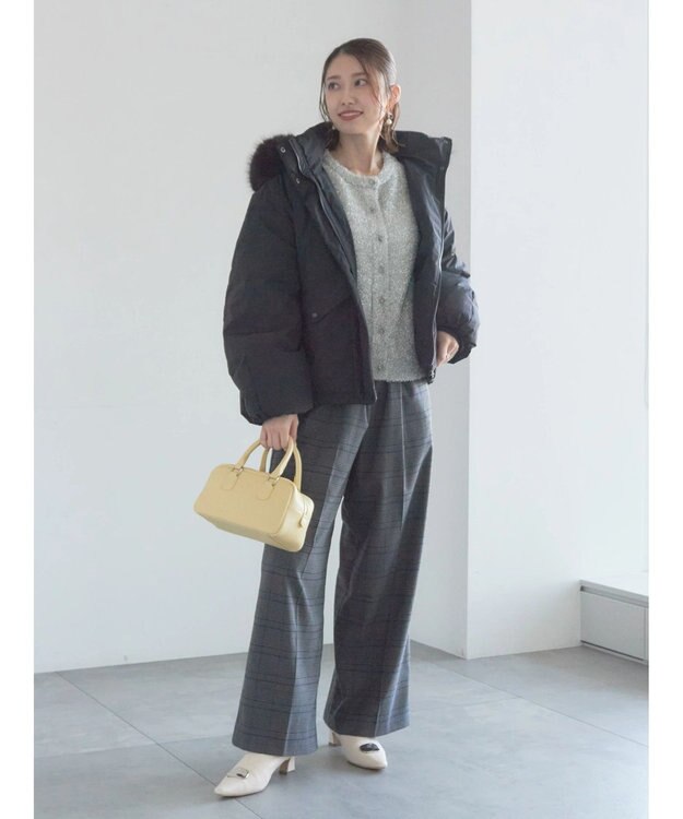 Te chichi ラメシャギークルーネックカーディガン グレー