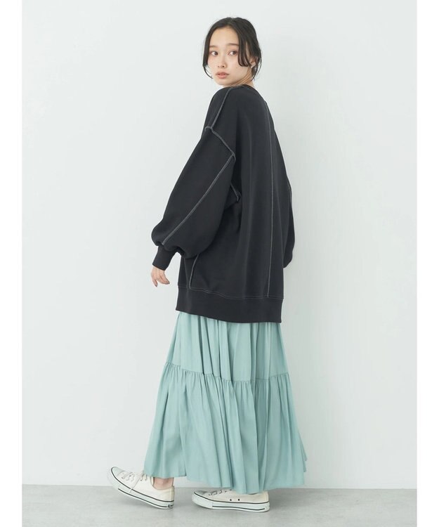 earth music&ecology 配色ルーズスウェット Black