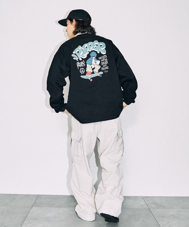 WEGO 【ユニセックス着用ITEM】ユニークモチーフBIGロンT ブラック