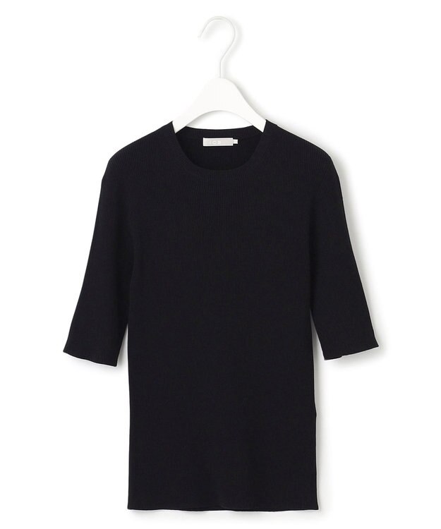 ICB L 【洗える】ハイゲージリブベーシック プルオーバーニット ブラック系