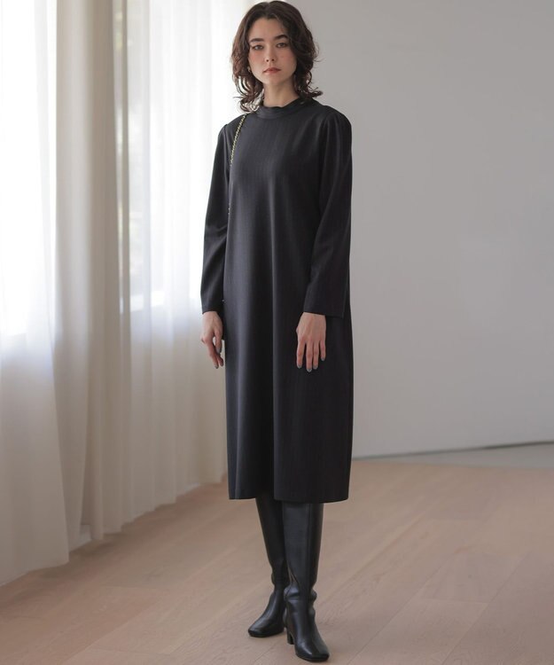 組曲 S 【前後着用可】ラメストライプボウタイ ワンピース ブラック系1