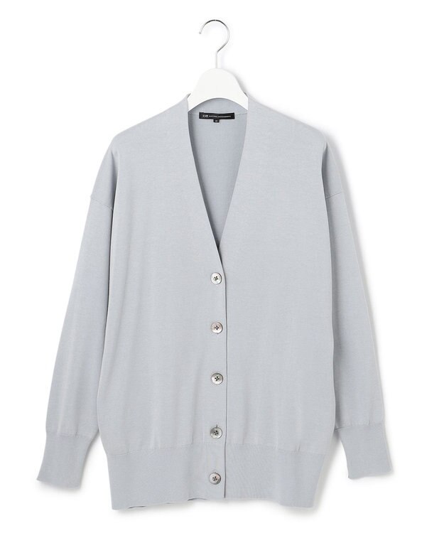 23区 シルクコットン ベーシック カーディガン スカイブルー系