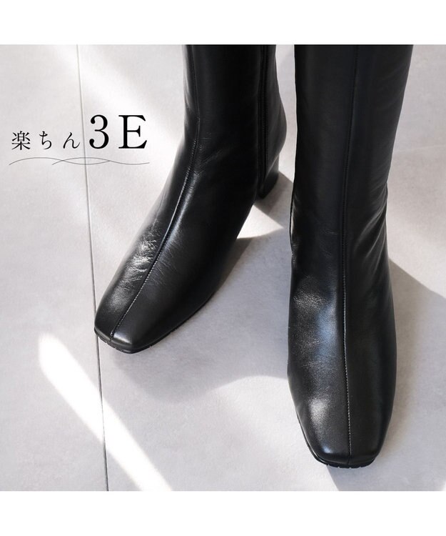 Pointer 本革 脚長効果ロングブーツ ブラック