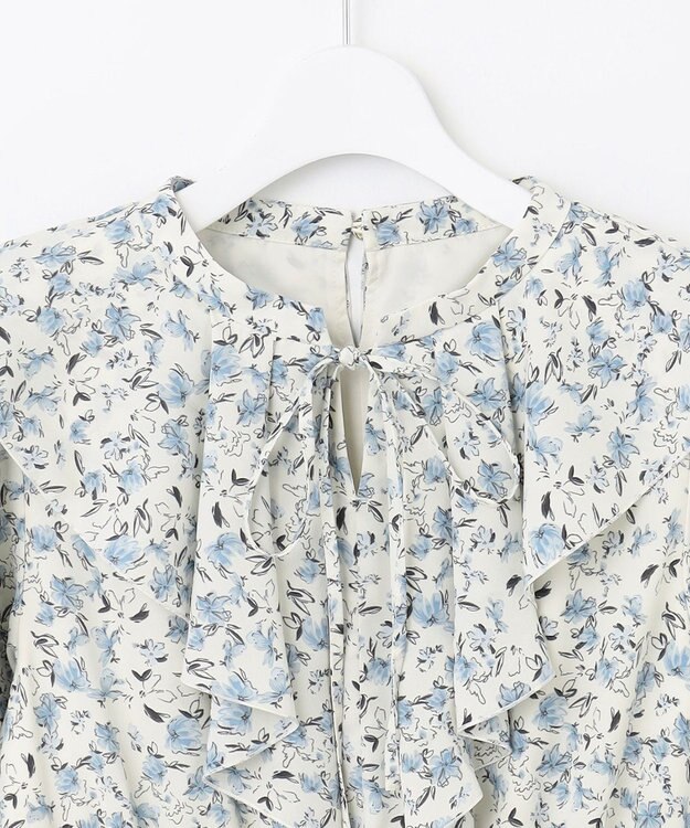 Feroux 【洗える】フラワープリントラッフル ワンピース ホワイト系2