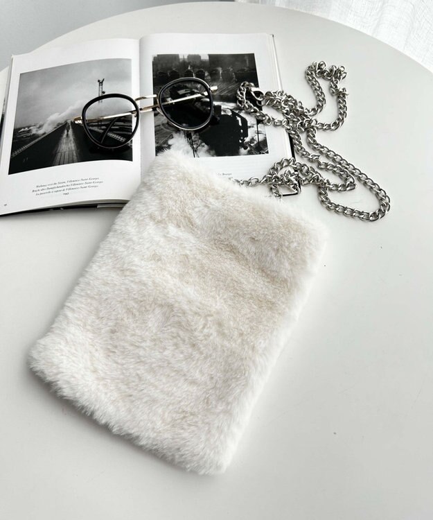 WEGO ファーチェーンミニショルダー ホワイト