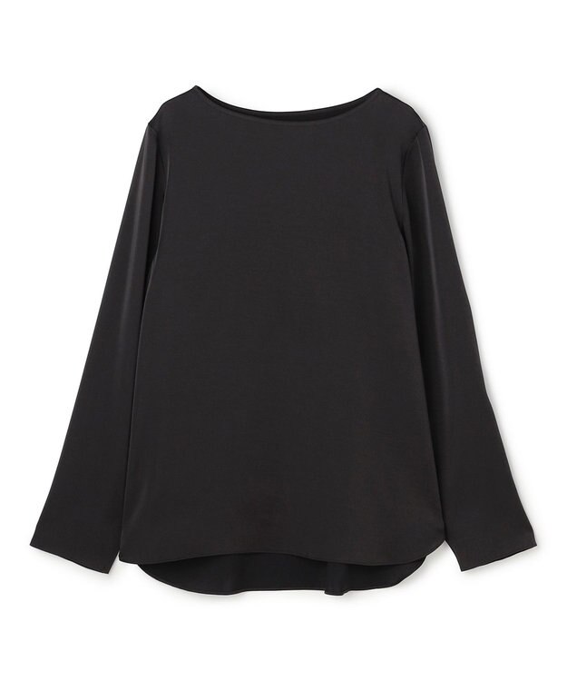 UNFILO サテン レイヤードブラウス チャコール