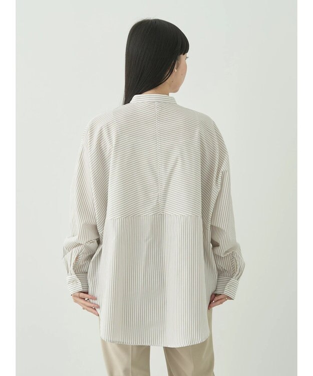 earth music&ecology ドルマンストライプシャツ Stripe Beige