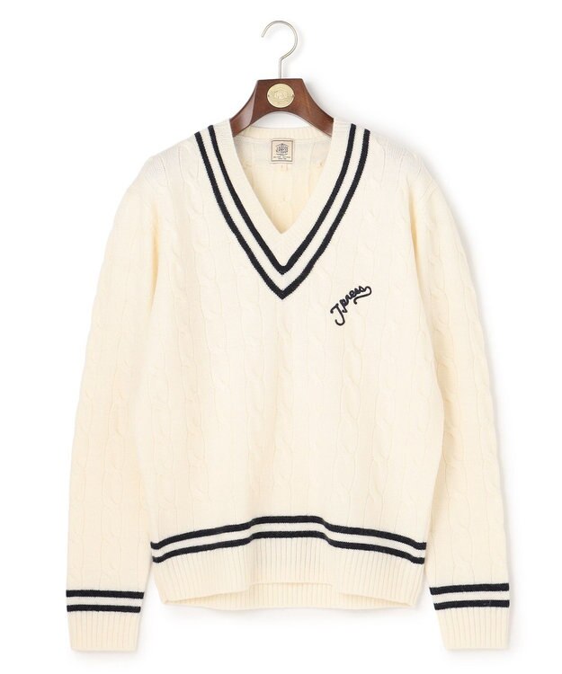 J.PRESS MEN 【NYUZELESS】ラムズウール ケーブルチルデン ニット アイボリー系