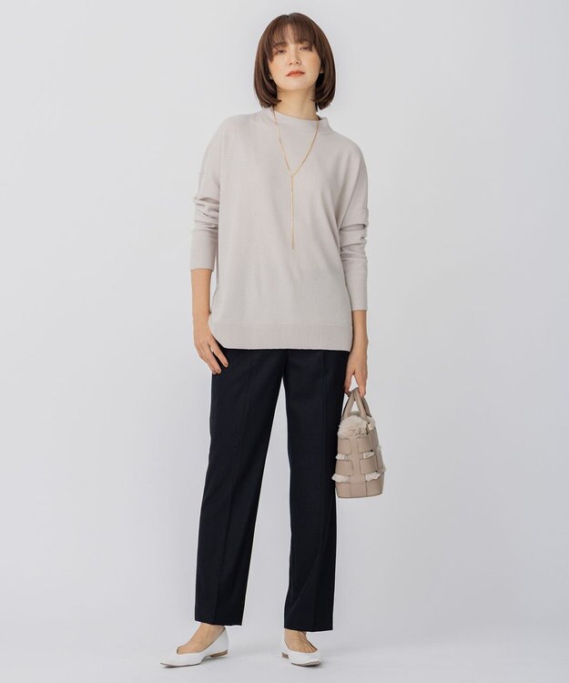 23区 【洗える】セミウーステッドウール モックネック ニット ライトベージュ系