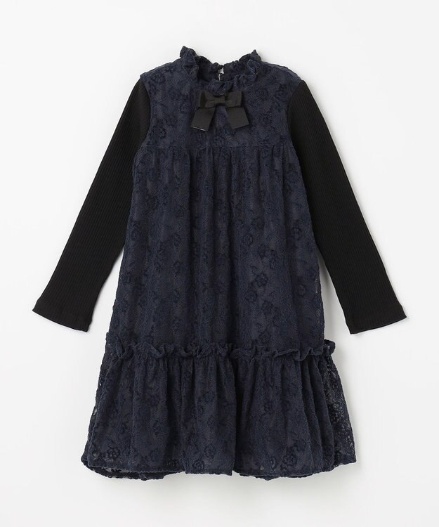 組曲 KIDS 【110-140㎝】スノウレース ワンピース ネイビー