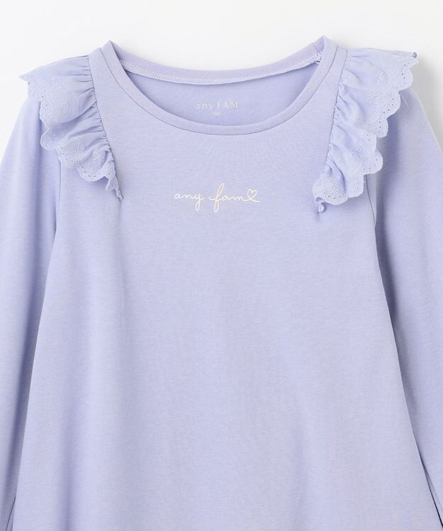 ANY KIDS 肩レース長袖Tシャツ サックス