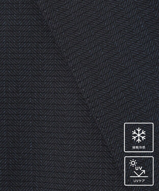 GOTAIRIKU 圧倒的清涼感・８つの夏機能【接触冷感/通気性/軽量/撥水…等】クールドッツ セットアップジャケット_ヘリンボーンプリント（25年モデル） ネイビー_ヘリンボーン柄