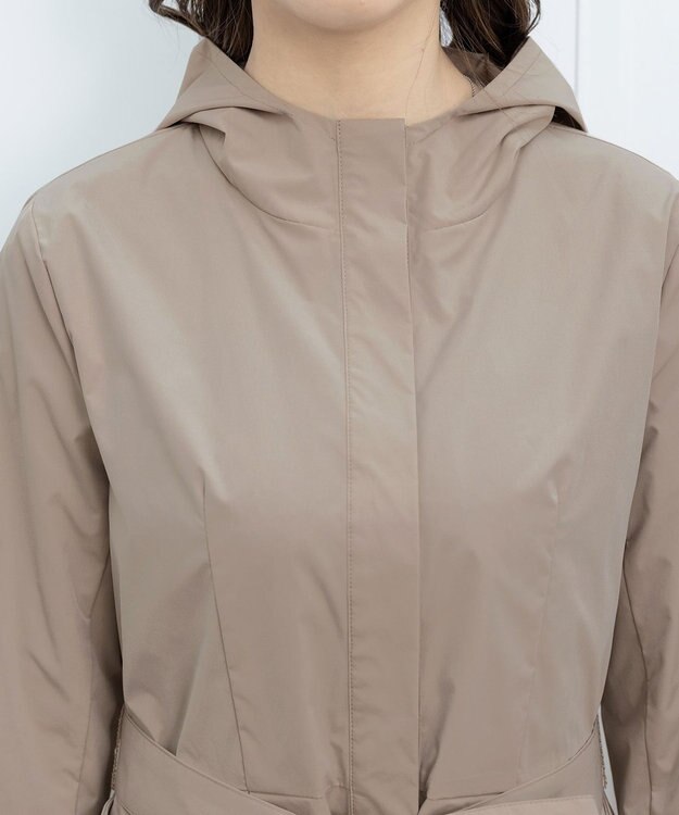 Tiaclasse L 【洗える】撥水フードフレアコート グレージュ