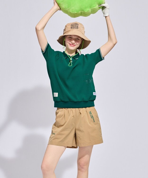 PW CIRCULUS 【WOMEN】ワッフルハーフジップポロ 2026年モデル ゴルフウェア レディース グリーン系