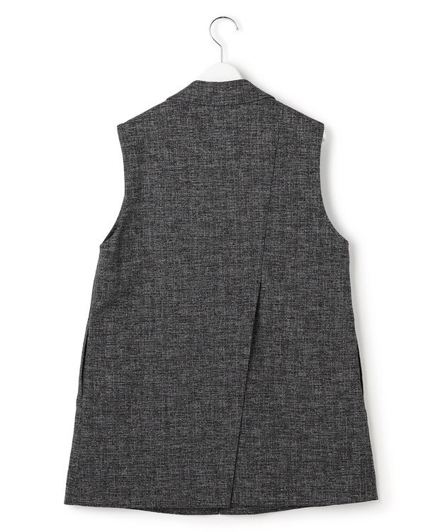 ICB L 【先行予約】 ミックスブッチャー バックスリットジレ ブラック×オフホワイト