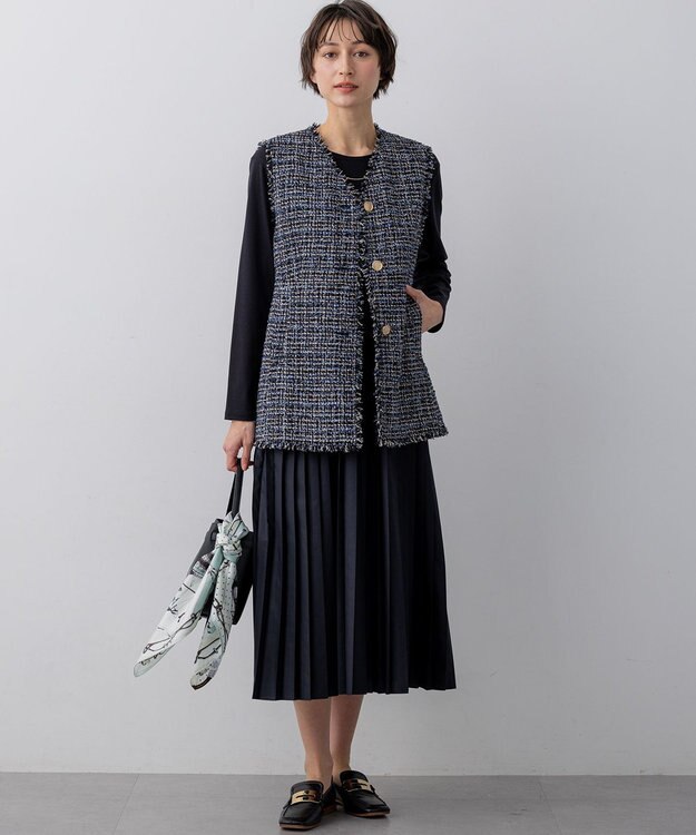 23区 【先行予約】GIOLICAツイード フォルム ジレ ネイビーミックス