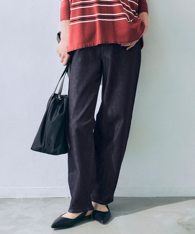 自由区 L 【19号サイズまで展開】ウスカルデニムダーツカーブ パンツ インディゴ