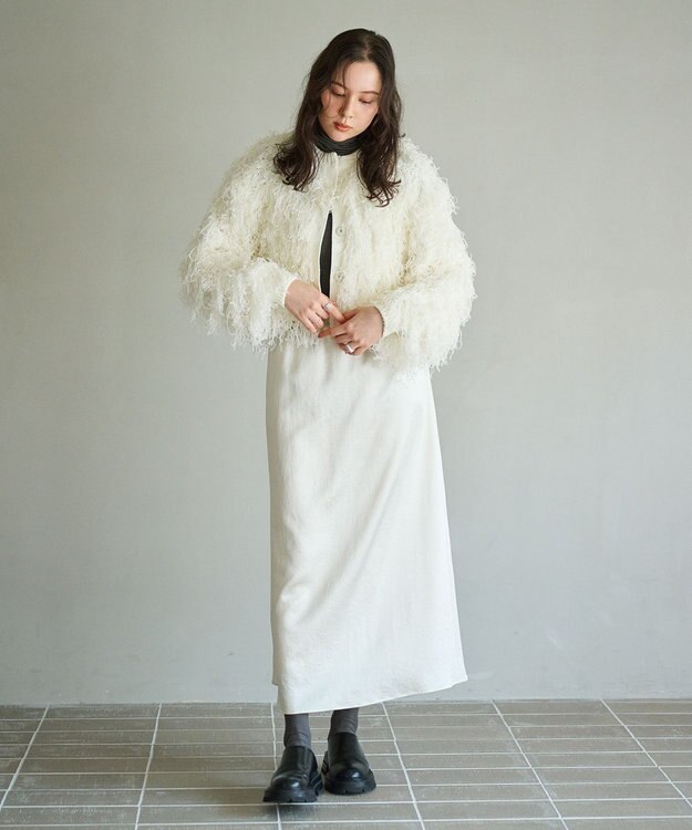 #Newans リボンヤーンニットカーディガン ホワイト