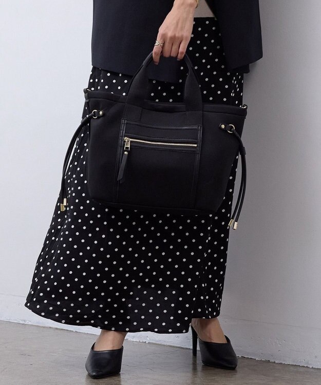 TOPKAPI 【新色追加】【TREASURE TOPKAPI】ネオプレン フロントポケット 2way ショルダー付き ミニトートバッグ ブラック