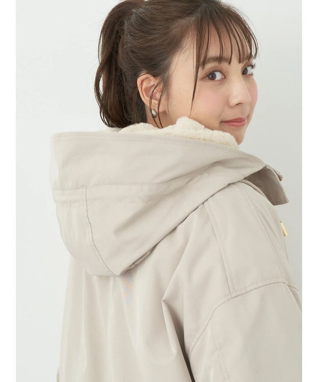 earth music&ecology マルチウェイマウンテンパーカー（ファー） Beige