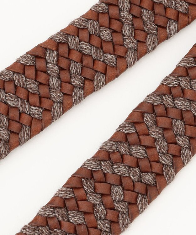 JOSEPH ABBOUD 【ストレッチ/日本製】レザーウールメランジ ベルト ダークブラウン系