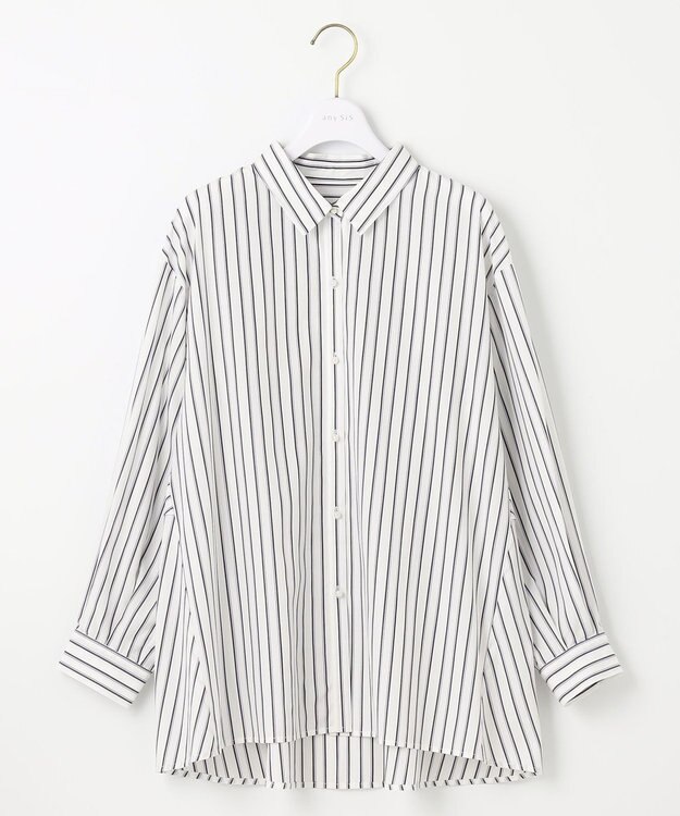 ANY SIS 【洗える】バックシャンイージーケア シャツ オフ×ストライプ
