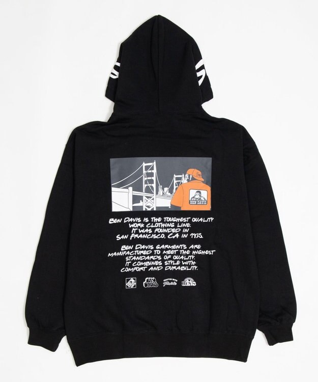 WEGO BENDAVISグラフィックプルパーカー ブラック