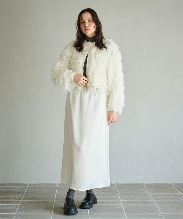 #Newans リボンヤーンニットカーディガン ホワイト