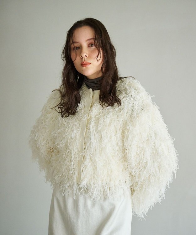 #Newans リボンヤーンニットカーディガン ホワイト