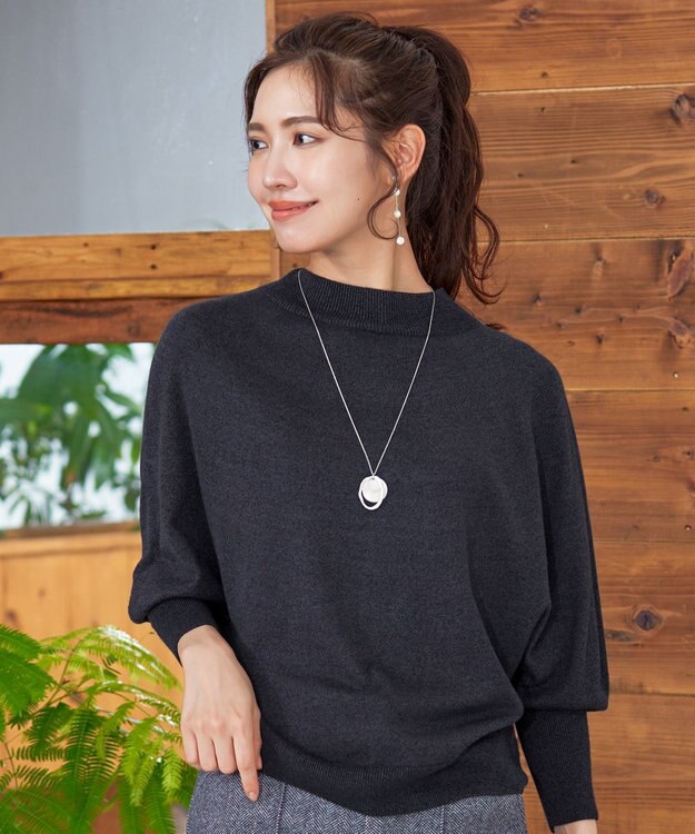 Tiaclasse L 【GOLD LABEL】【洗える】抗菌・防臭加工 ホールガーメント®ドルマンニット チャコールグレー