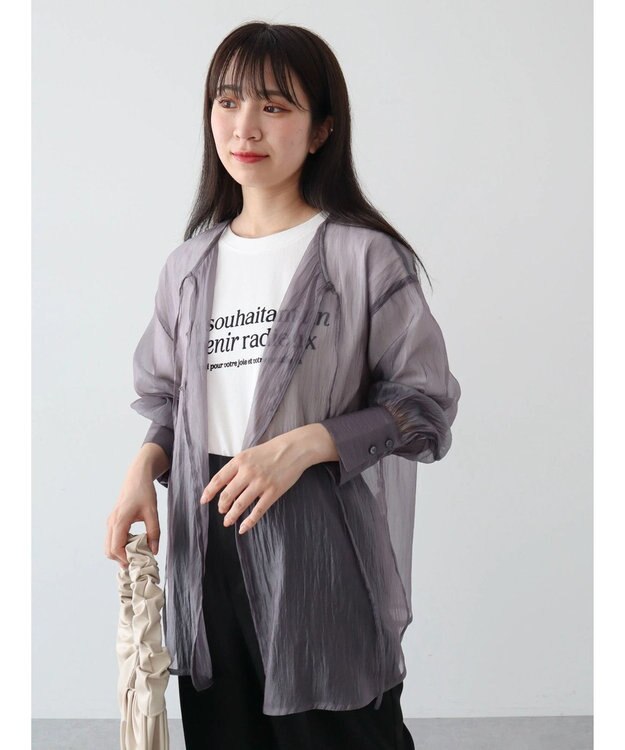 Green Parks ・ＥＬＥＮＣＡＲＥ　ＤＵＥ　２ｗａｙシアーブラウス Charcoal Gray